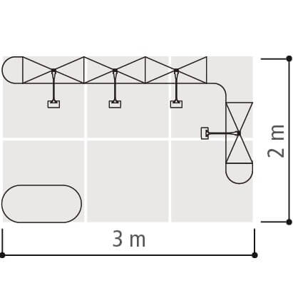 Půdorys stánku 3x2 m pravá varianta